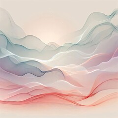 A soft, abstract vector illustration inspired by traditional Chinese landscape aesthetics, reimagined in a modern futuristic style.