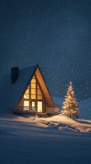 Fototapeta premium A small house with a Christmas tree in front of it