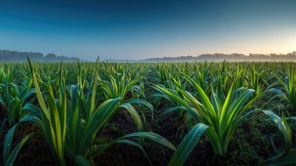 Leek field at Dawn