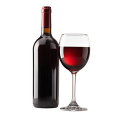 Bottle of red wine and glass