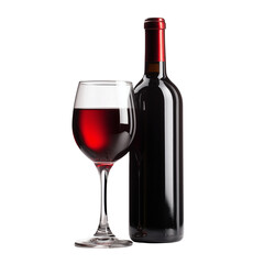 Bottle of red wine and glass