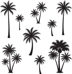 Retro Palm Silhouette Vector Tropical Tree Clipart Beach Paradise Sunset Graphic Design