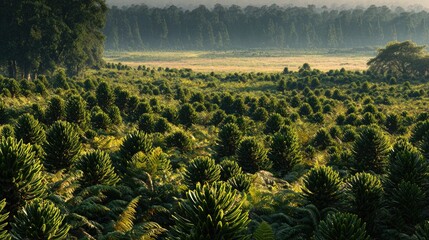 Monkey puzzle tree field at Dawn