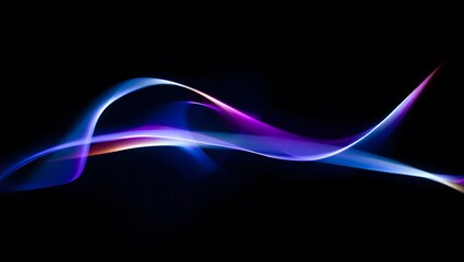 Abstract flowing light trails with vibrant colors on a black background