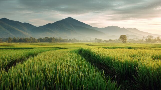 Rice paddy field at Dawn