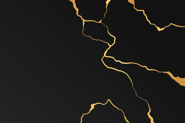 Golden Kintsugi repairing Japanese art background. Vector illustration