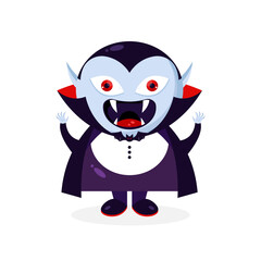 Cartoon Dracula vampire character is trying to scare you. Dracula icon. Vector illustration