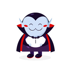 Cartoon Dracula vampire character is shy. Dracula icon. Vector illustration