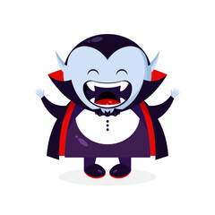 Cartoon Dracula vampire character is laughing. Dracula icon. Vector illustration