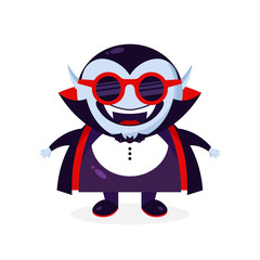 Cartoon Dracula vampire character wearing sunglasses. Dracula icon. Vector illustration