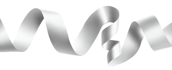 Silver ribbon, twisted and flowing