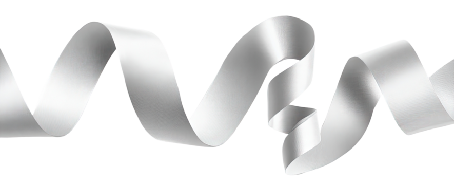 Silver ribbon, twisted and flowing