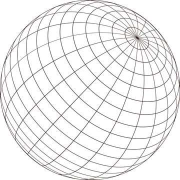 Abstract geometric sphere with grid lines and latitude longitude lines representing a globe