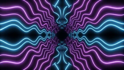 Endless Looping Tunnel of Blue and Pink Neon Lights. - Powered by Adobe