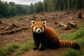 Adorable red panda captured in its natural habitat, showcasing the beauty of wildlife and the importance of conservation efforts