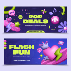 Promotional 3D Sale Scene with Colorful Discount Icons and Shapes