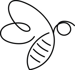 One Single Line art Bee Vector Illustration. 
