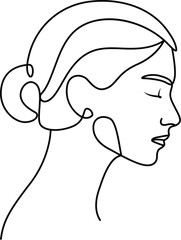 Woman's side face close eye portrait line art.