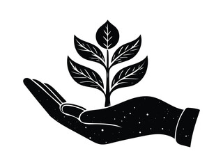 3d illustration of hand holding a plant isolated on white background, symbolizing growth, nature, and environmental care