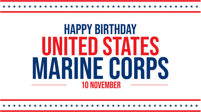 Simple yet elegant Happy Birthday United States Marine Corps banner illustration on white background, designed for commemorative campaigns
