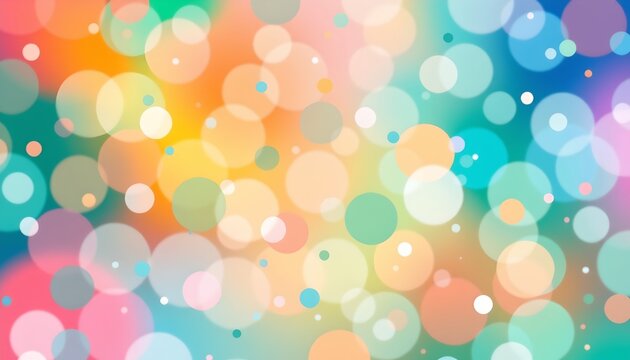 A vibrant, abstract pattern with brightly colored dots that create an overlapping bokeh effect, resembling confetti or bubbles