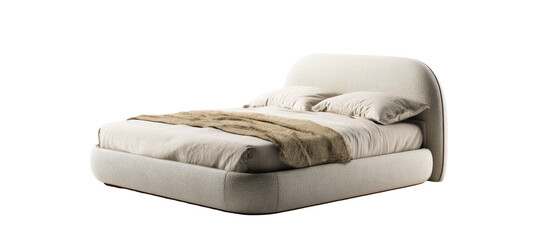 Cream-colored bed with curved headboard (1)