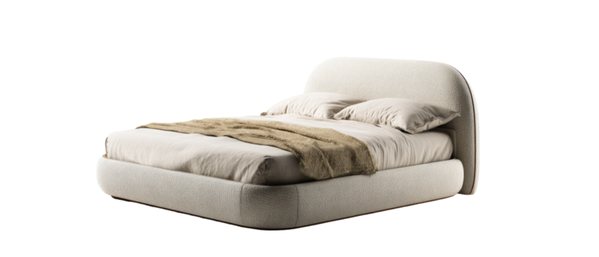 Cream-colored bed with curved headboard (1)