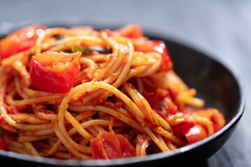 traditional spaghetti in tomato sauce