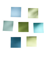 Sixteen color swatches, square shapes, soft hues