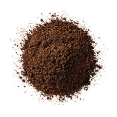 Dark brown coffee grounds in a circular pile