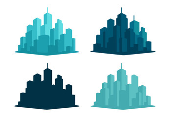 Abstract geometric urban skyline silhouettes collection for branding and corporate identity