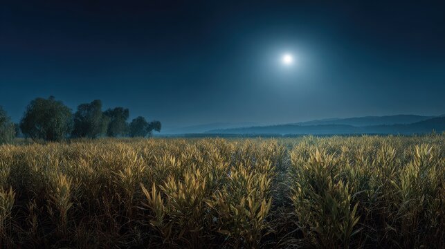 Moonlit Pearl millet orchard Silver Serenity