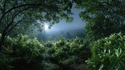 Obraz premium Moonlit Soursop field Silver Serenity