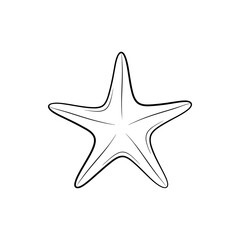 Outline of a starfish on a white background, symbolizing marine life and ocean ecosystems