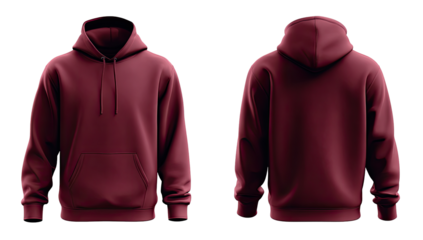 Burgundy hoodie, front and back views