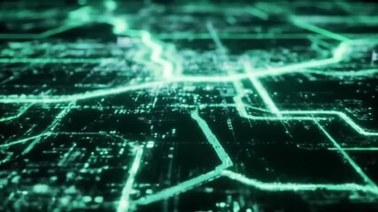 Abstract digital grid lines with futuristic glowing green light - Powered by Adobe