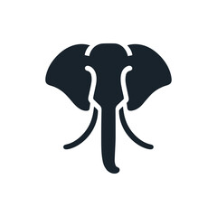Stylized silhouette of an elephant showcasing its head and trunk against a minimal background