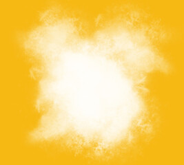 Soft white cloud burst on a  yellow  background with misty, smoky edges. Ideal for artistic overlays, banners, and creative textures. Perfect for digital or print designs.