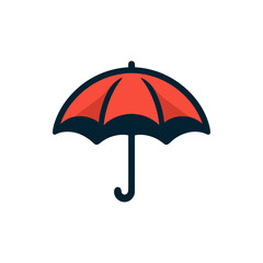 Vibrant red umbrella against a white background, showcasing its design and color for promotional use