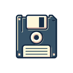 Vintage floppy disk illustration showcasing retro technology with a clean background