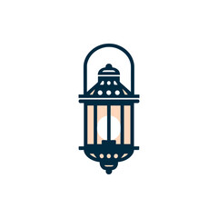 Vintage lantern design showcasing a glowing bulb, set against a simple white background