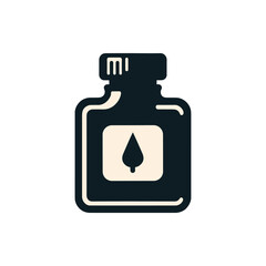 Vintage ink bottle with a leaf symbol, set against a clean white background, ideal for artistic themes