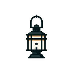 Vintage lantern illuminating a rustic outdoor setting during twilight with soft shadows