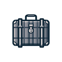 Vintage plaid suitcase with a sturdy handle, set against a minimalist white background