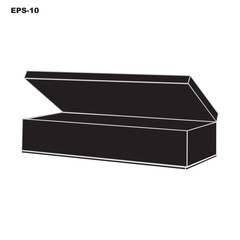 Black 3D Box Vector – Simple Rectangular Shape Illustration for Packaging Mockup, Product Design Template, Minimal Graphic Element, and Geometric Isometric Art