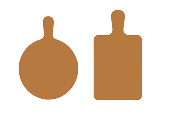 Minimalist wooden cutting boards, one round and one rectangular kitchen utensil design