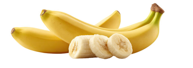 Two bananas, sliced, bright yellow