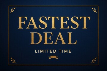 Elegant banner featuring FASTEST DEAL and LIMITED TIME offer, luxurious gold style, enticing retail discount promotion.