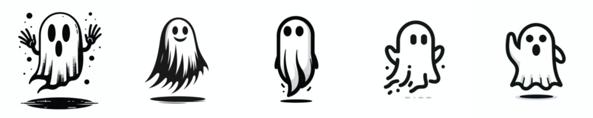  Vector set of ghost images on a white background
