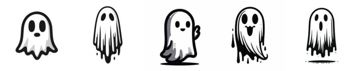  Vector set of ghost images on a white background